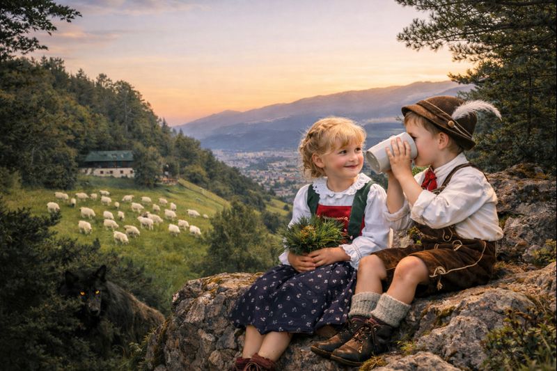 Blick &uuml;ber Innsbruck vom Waldrand in H&ouml;tting &ndash; Gasthaus am Hang